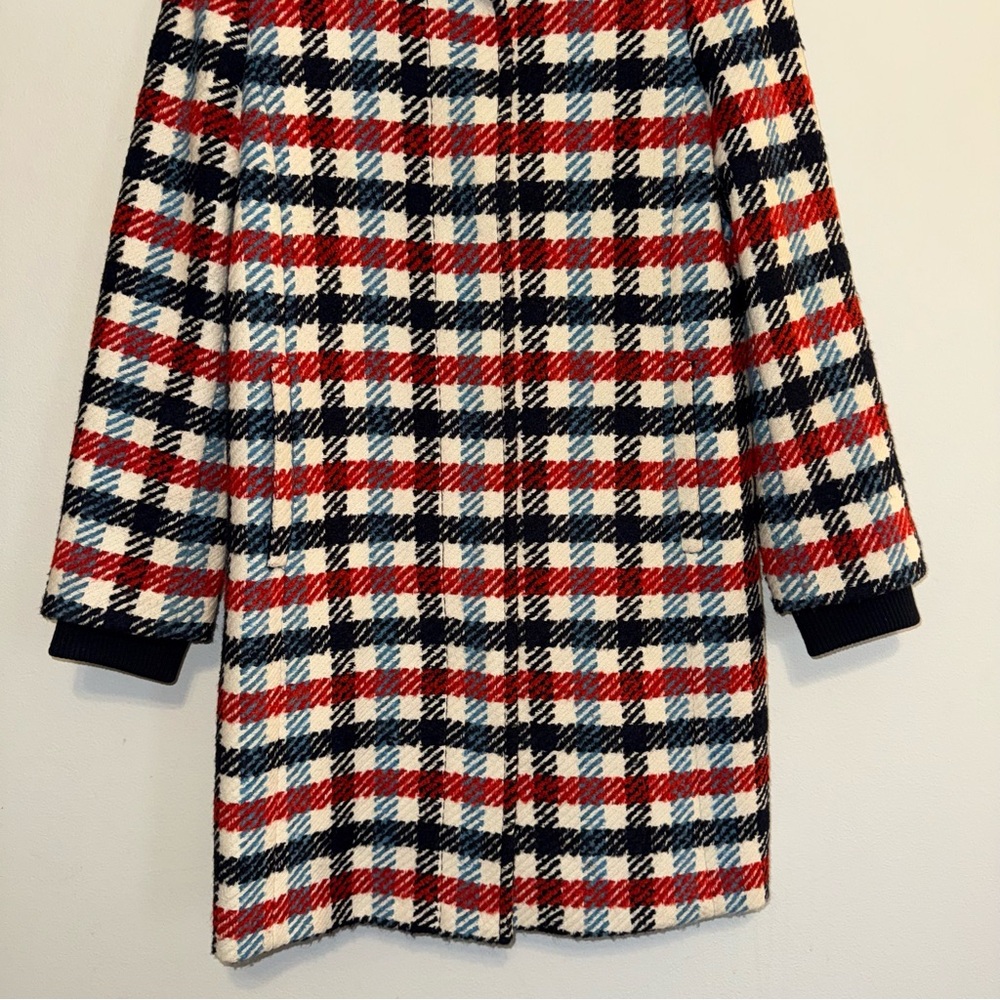 Banana Republic Italian Plaid Stadium Jacket Wool Blend Pea Coat Preppy Sz Small - Picture 3 of 9